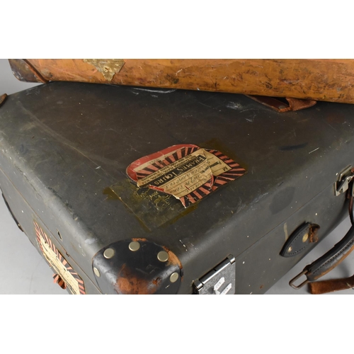 490 - Three Vintage Travelling Cases, all with Luggage Labels, Largest 70cm wide