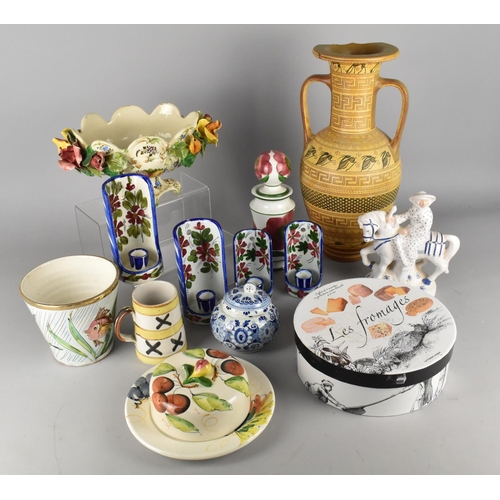 503 - A Collection of Various Continental Ceramics to Comprise Large Vase, Candle Holders, Planters etc (V... 