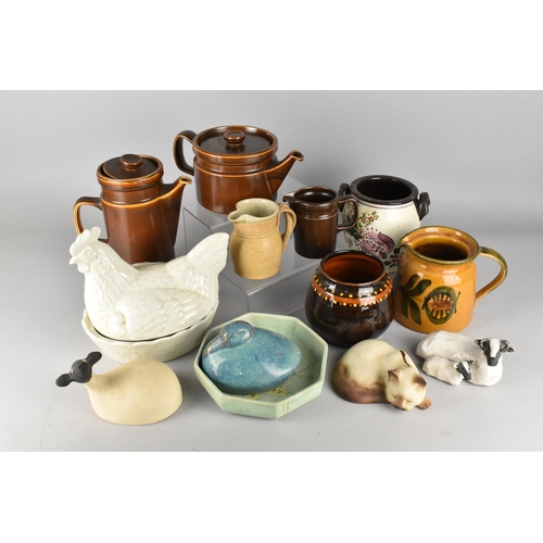 504 - A Collection of Various Ceramics to Comprise Treacle Glazed Coffee and Teapot, Studio Pottery Pots, ... 