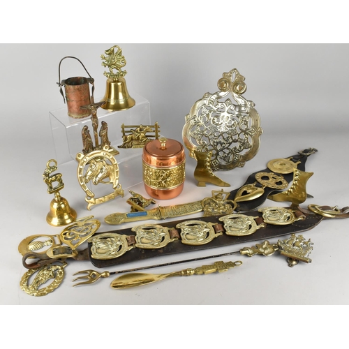 507 - A Collection of Various Metal Wares to Comprise Horse Brass and Leathers, Dagger, Trivet Stand, Lett... 