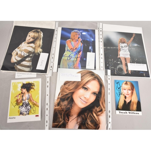 528 - A Collection of Various Signed Photographs to comprise Toyah Willcox, Alesha Dixon, Jennifer Lopez, ... 