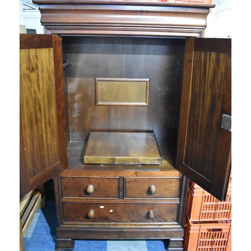 536 - A Reproduction TV Cabinet with Panelled Doors and Two Short and One Long Drawers to Base, Open but D... 