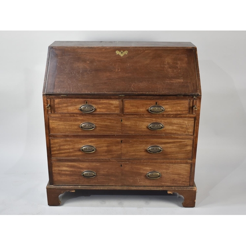 541 - A 19th Century Fall Front Mahogany Bureau with Fitted Interior and Two Short and Three Long Drawers,... 