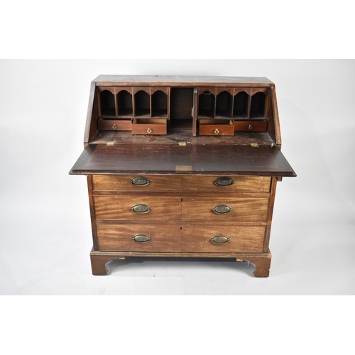 541 - A 19th Century Fall Front Mahogany Bureau with Fitted Interior and Two Short and Three Long Drawers,... 