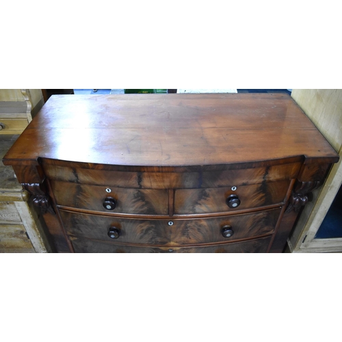 543 - A Victorian Scottish Mahogany Bow Fronted Chest of Two Short and Three Long Drawers, Secret Drawer O... 