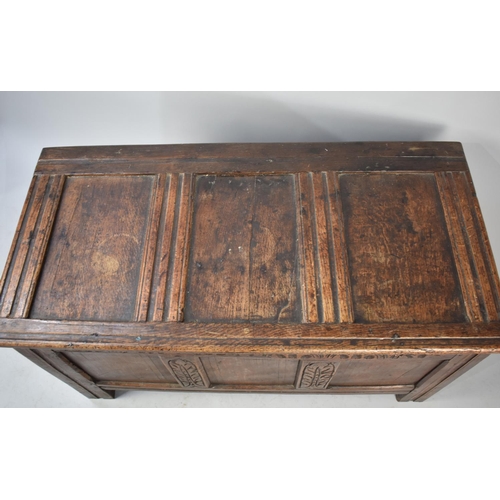 545 - A Late 18th/Early 19th Century Oak Three Panel Coffer Chest with Hinged Lid, 104cms Wide