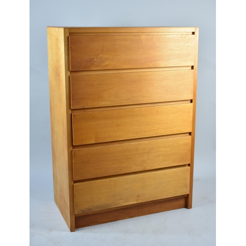 546 - A Late 20th Century Bedroom Chest of Five Long Drawers, 76cms Wide