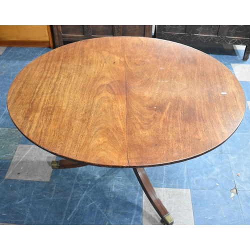 548 - A 19th Century Circular Snap Top Breakfast or Loo Table, Brass Casters, 106cms Diameter