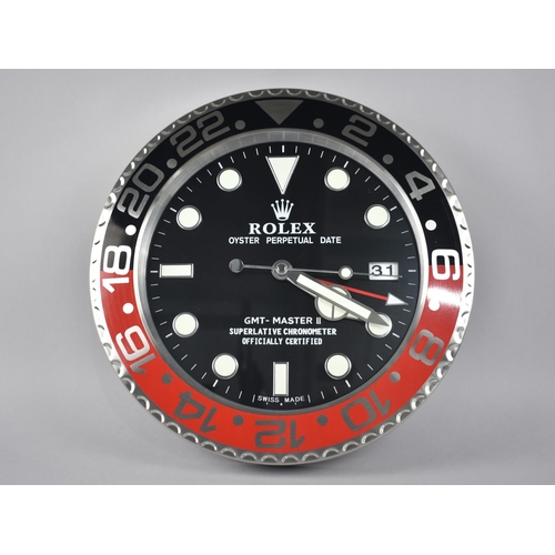 73 - A Reproduction Advertising Circular Wall Clock for Rolex Oyster Perpetual Date, 34cms Diameter