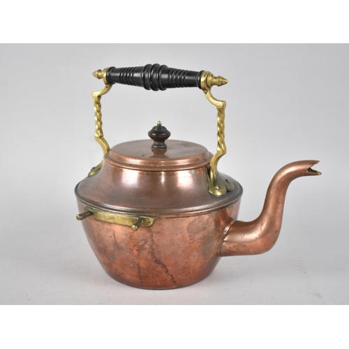 78 - An Arts and Crafts Copper and Brass Handled Spirit Kettle on Wrought Iron Stand by Henry Loveridge &... 