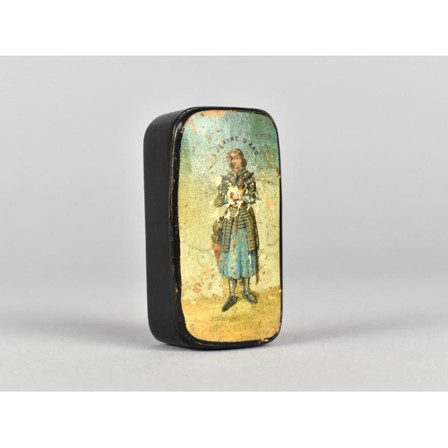 82 - A Late 19th/Early 20th Century French Lacquered Papier Mache Snuff Box, Hinged Lid with Portrait of ... 