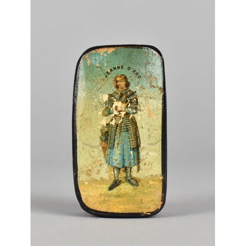 82 - A Late 19th/Early 20th Century French Lacquered Papier Mache Snuff Box, Hinged Lid with Portrait of ... 