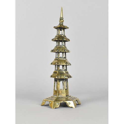 89 - A 19th Century Brass Temple Pagoda, 22cms High