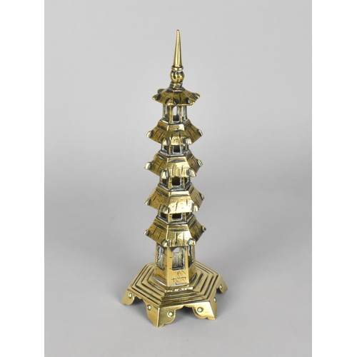 89 - A 19th Century Brass Temple Pagoda, 22cms High