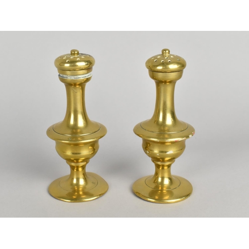 92 - A Pair of Brass Salt and Pepper Pots, 11cms High