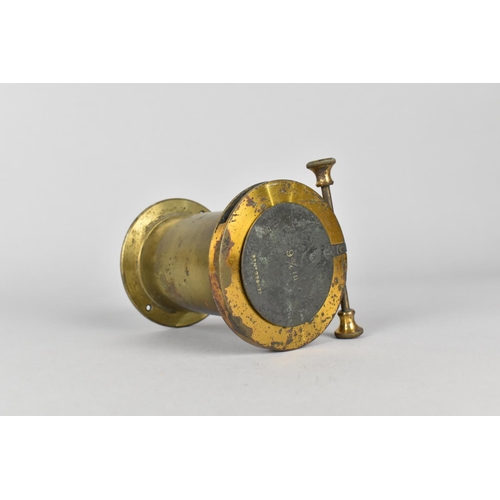 93 - A Late 19th Century Brass Cased Magic Lantern Lens, Hinged Covered Inscribed 9.3/4 in, 9.5cms High