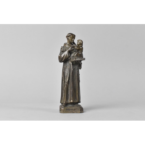 94 - A Portuguese Bronze Spelter Religious Figure of St.Anthony of Padua, Patron Saint of Recovery of Los... 