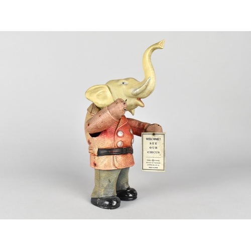 97 - A C.1930's Kuramochi & Co Japanese Celluloid Clockwork Circus Elephant Figure with 'Welcome! See Our... 