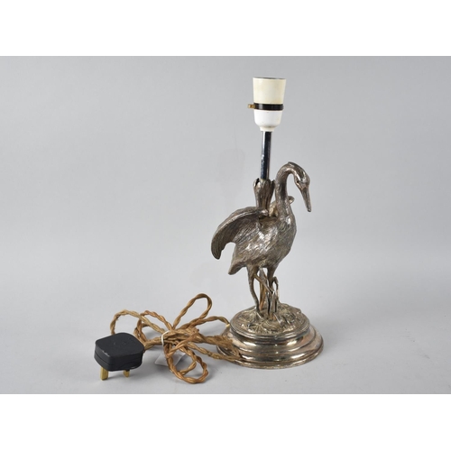 98 - A Mid 19th Century Silver Plated Former Epergne in the Form of a Standing Grey Heron, Now Repurposed... 