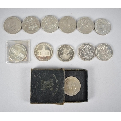 322 - A Collection of Various Commemorative Crowns and a Festival of Britain Medallion etc