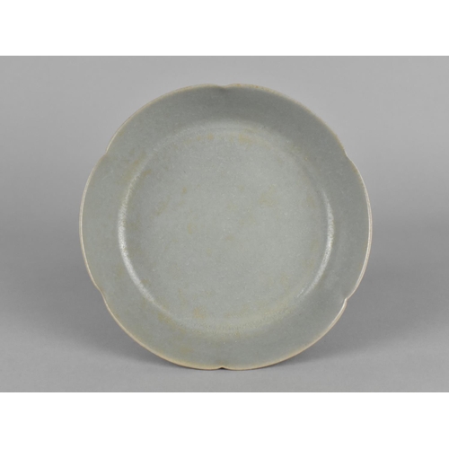 455 - A Celadon Brush Washer Dish, Three Spur Marks to Base, 14cm Diameter