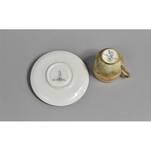 27 - A Miniature Royal Doulton Cabinet Cup and Saucer, Cup Hand Painted with Ludlow Castle and Saucer wit... 