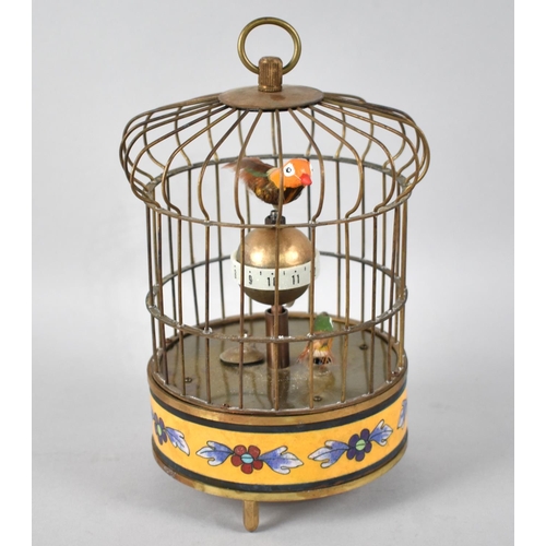 73 - A Reproduction Automaton Birdcage Clock, Working Order, 21cms High