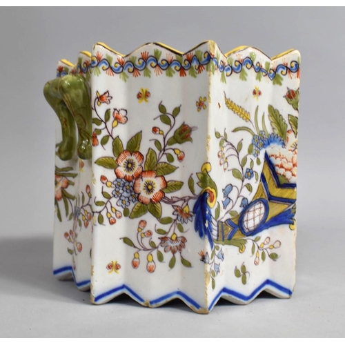 127 - A French Faience Planter Decorated in Polychrome with Twin Handles, 15cm high