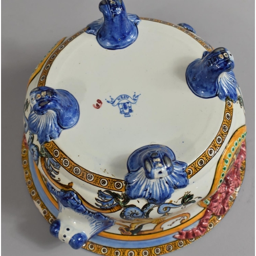 128 - A French Faience Polychrome Cistern Decorated with Classical Cartouches and Design, Raised on Four S... 