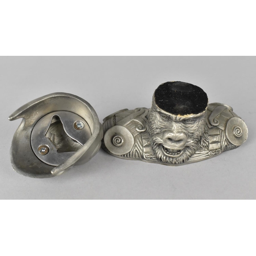 136 - A Novelty 'Planet of the Apes' Bottle Opener in Pewter , 12cm Wide