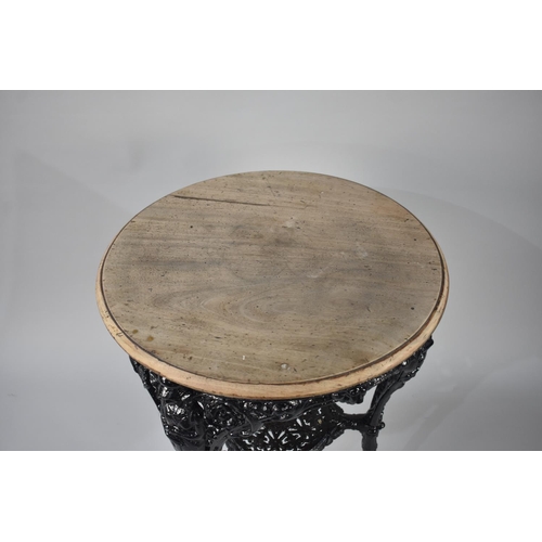 191 - A Black Painted Wooden Topped Circular Britannia Pub Table, 60cm Diameter and 75cm high