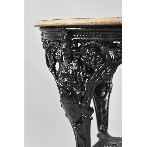 191 - A Black Painted Wooden Topped Circular Britannia Pub Table, 60cm Diameter and 75cm high