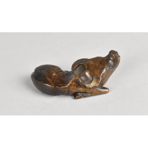 23 - A Chinese Carved Agate Study of a Recumbent Water Buffalo, 7cm Long