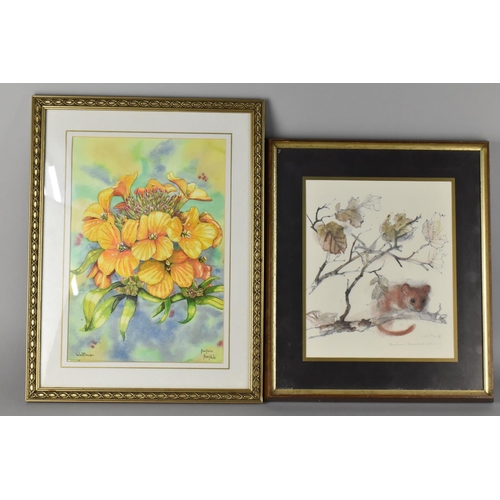 384 - A Framed Print and a Framed Watercolour Together with Various Soft Toys and Loose Stamps