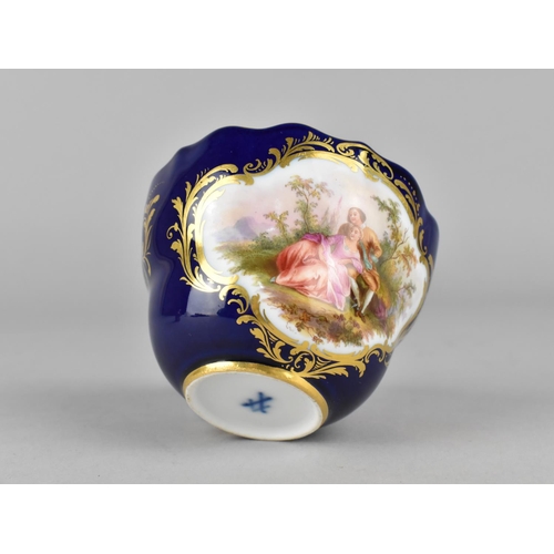 462 - A 19th/20th Century German Porcelain Cup Decorated with Figural Cartouche on Blue Ground with Gilt D... 