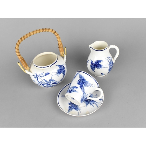 467 - Three Pieces of Late 19th Royal Worcester Aesthetic Coffee Wares Decorated in Blue and White with Fl... 