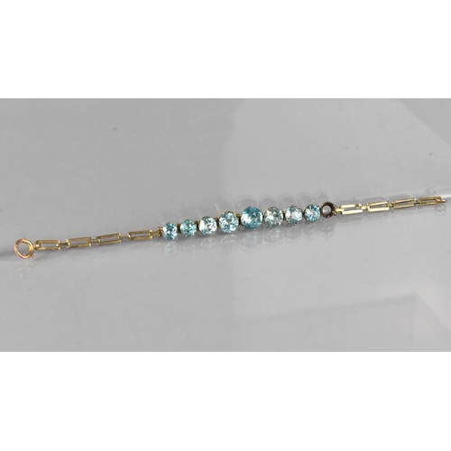 486 - A Blue Stone Mounted Bracelet Mounted in Yellow Metal, the Clasp Stamped 9ct (But Doesn't Appear Ori... 