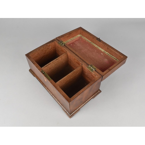 5 - A Mid 19th Century Sarcophagus Shaped Inlaid Mahogany Tea Caddy, the Hinged Lid to Three Section Int... 