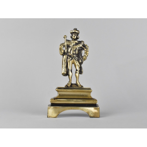 50 - A Late 19th Century Brass Novelty Door Porter, in the Form of King with Crown and Sceptre, 21cm High