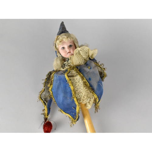 51 - A Late 19th Century Marotte Bisque Shoulder Head Doll with Fixed Blue Eyes, Open Mouth, Teeth and Bl... 