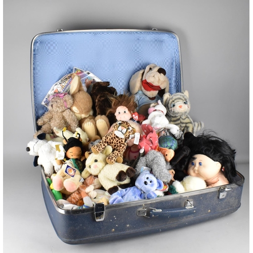 518 - An Antler Suitcase Containing a Large Quantity of Various Soft Toys to Include TY Beanie Babies etc