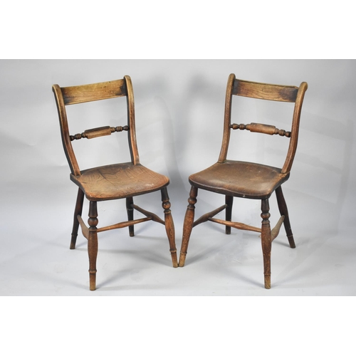 556 - A Pair of Elm Seated Kitchen Chairs