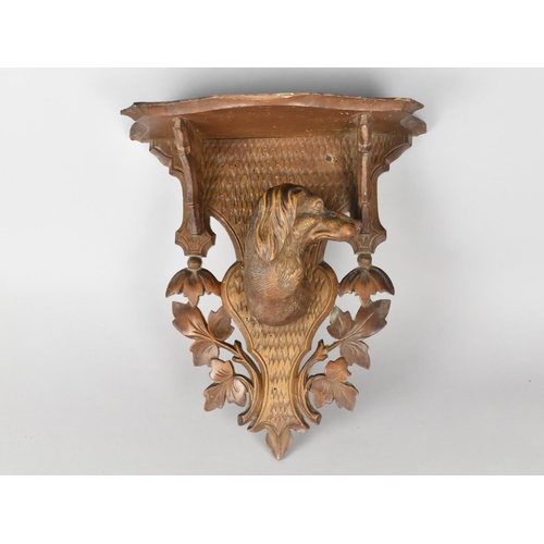 8 - A Late 19th/Early 20th Century Carved Black Forest Wall Sconce with Hunting Dog Decoration, 26cm Hig... 