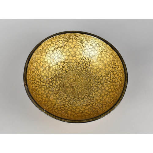 91 - A Large Gilt Decorated Kashmiri Bowl, 30cm Diameter