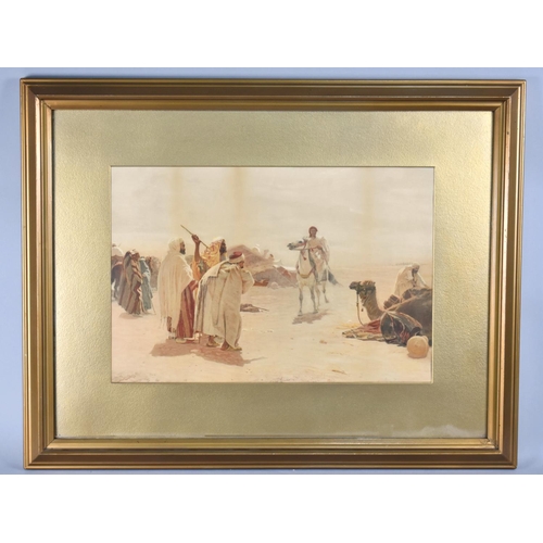 205 - A Gilt Framed Print Depicting Desert Scene with Figures, 51x34cm