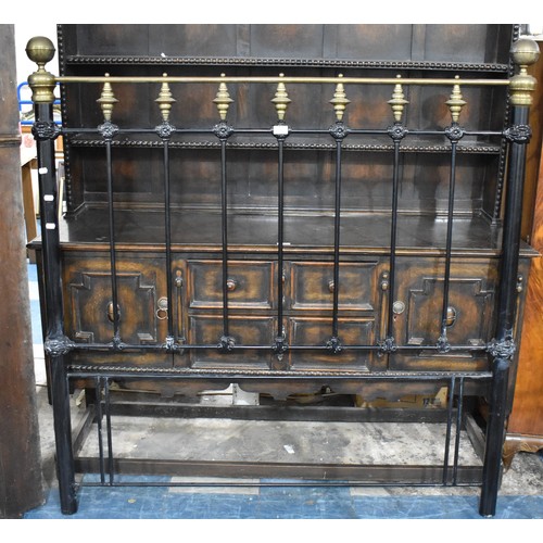 480 - A Victorian Brass and Metal Double Bed End