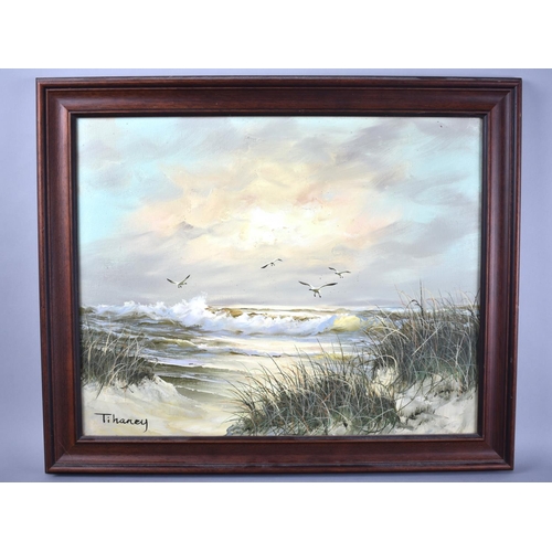 119 - A Framed Oil on Canvas Depicting Stormy Beach Scene, 50x40cms