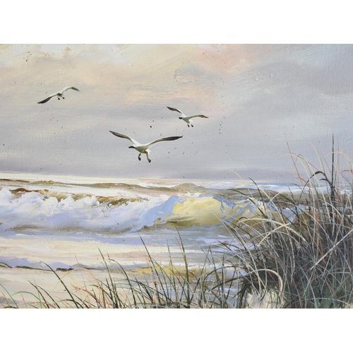 119 - A Framed Oil on Canvas Depicting Stormy Beach Scene, 50x40cms