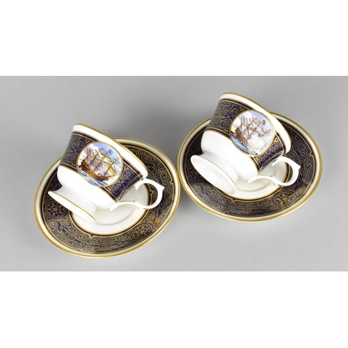 137 - A Pair of Spode Cabinet Cups and Saucers to Commemorate the Ark Royal Flagship at the Time of the Ar... 