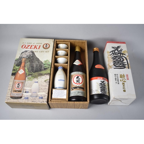 144 - A Single Bottle or Suishin Sake and a Boxed Ozeki Sake Gift Set